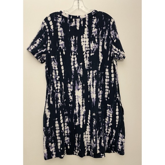 Ellen Tracy Mood Indigo Tie Dye Womens Pima Cotton Stretch T-Shirt Dress Size XL - Picture 4 of 14
